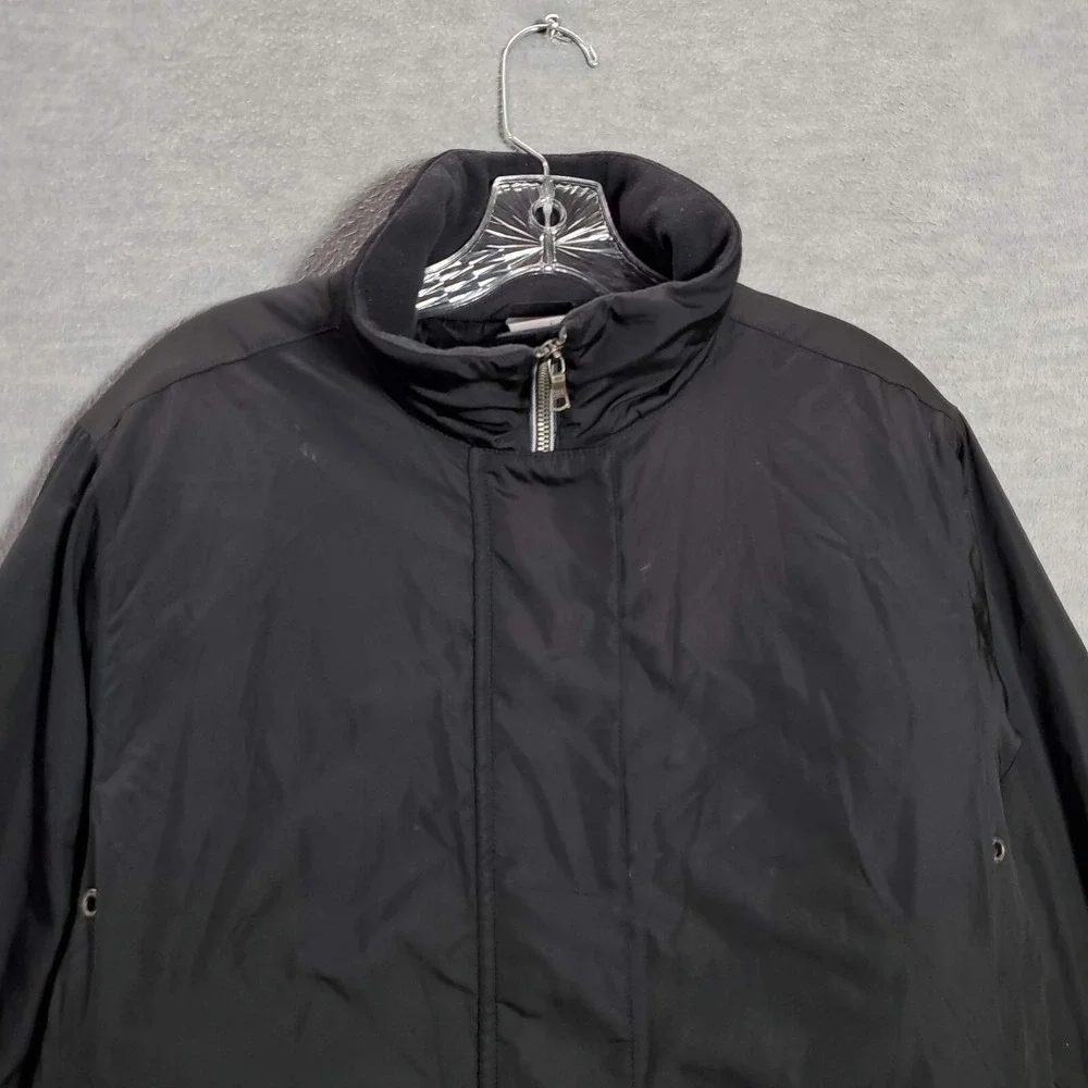 VINTAGE Nike‎ Women Jacket Large Black Y2K Logo Swoosh Full Zip Quilt Lined
